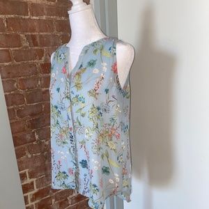 Blue Floral Botton Down Top